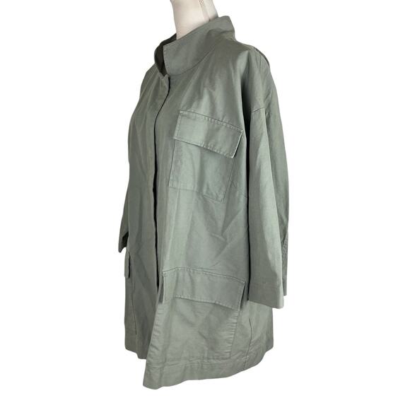 Eileen Fisher Organic Cotton Hemp Canvas Jacket Green Snap Closure Plus Size 2X - Picture 5 of 7